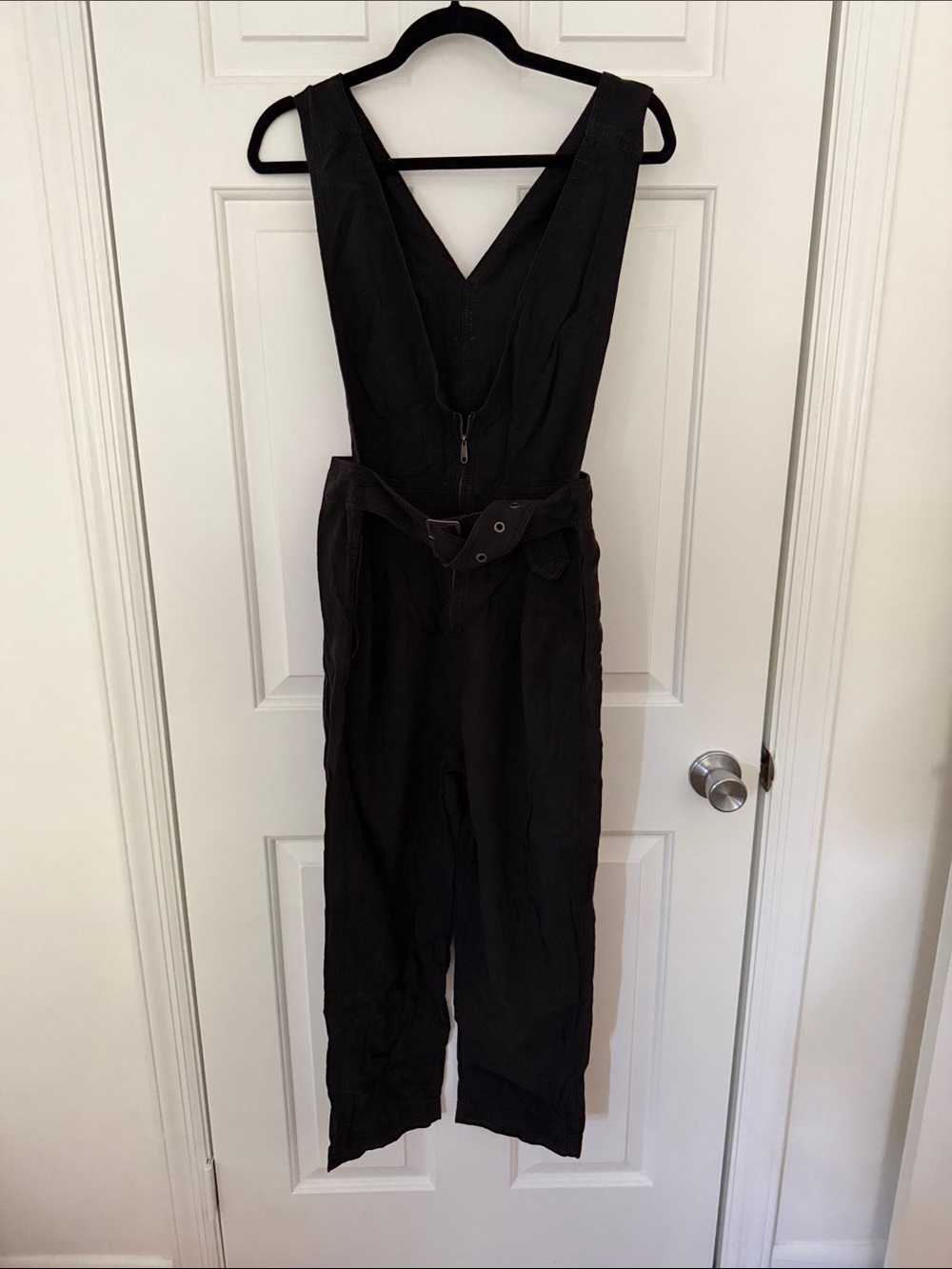 Free People Black Sleeveless V-Neck Utility Jumpsuit